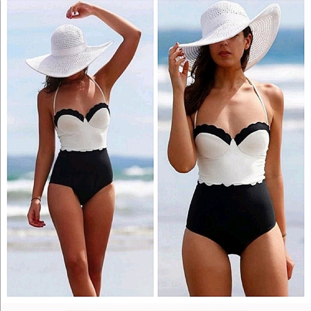 Topshop mint blue scallop one piece swimsuit